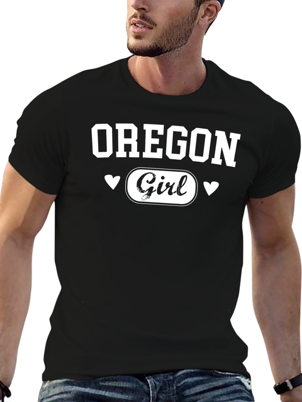 Oregon Girl Graphic Tee - Black Cotton T-Shirt