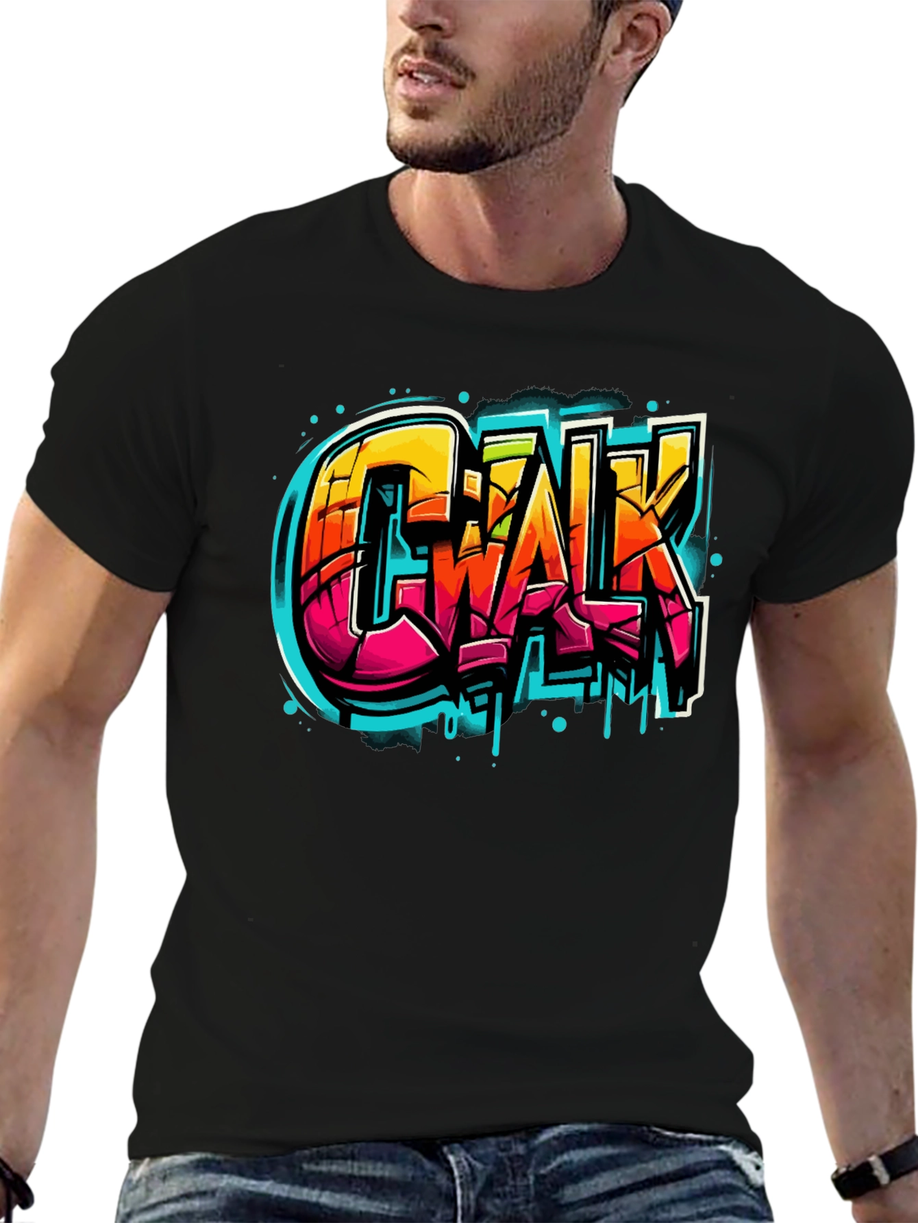 Urban Style Graphic Tee - Chalk Graffiti