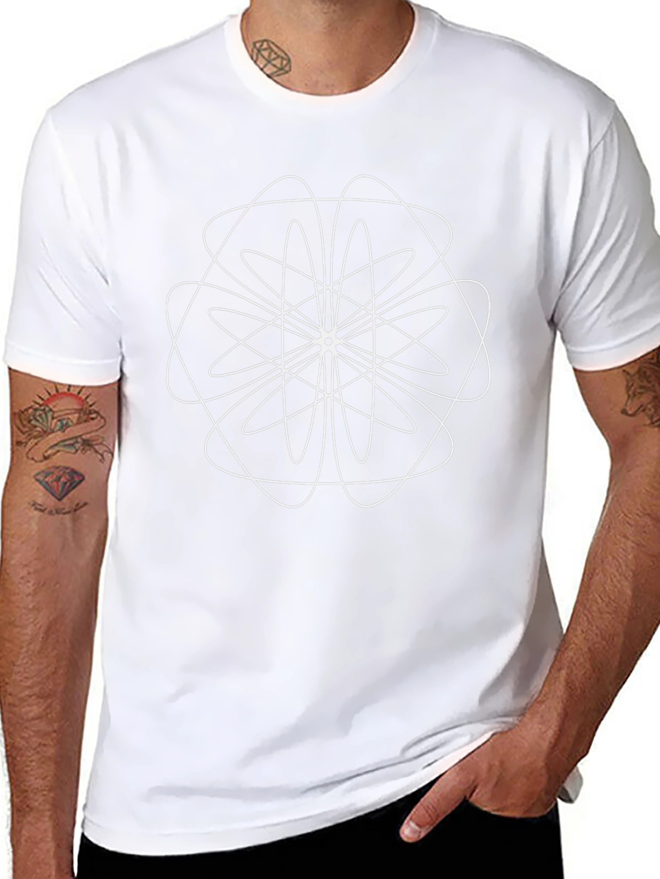 Geometric Atom Design Black T-Shirt