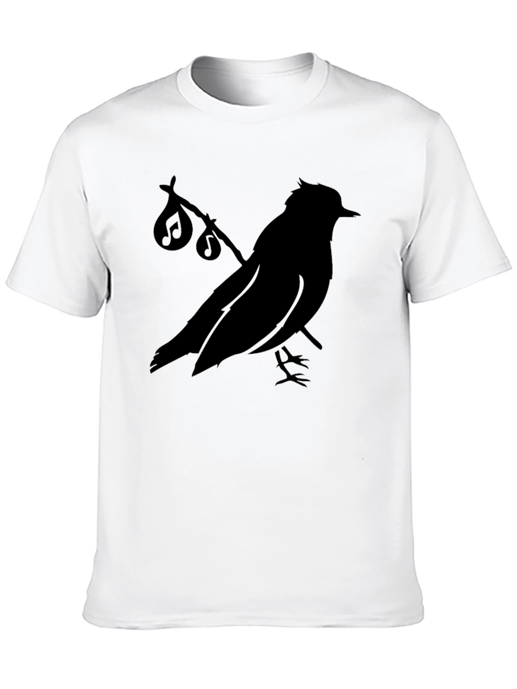 Musical Bird Silhouette Black T-Shirt