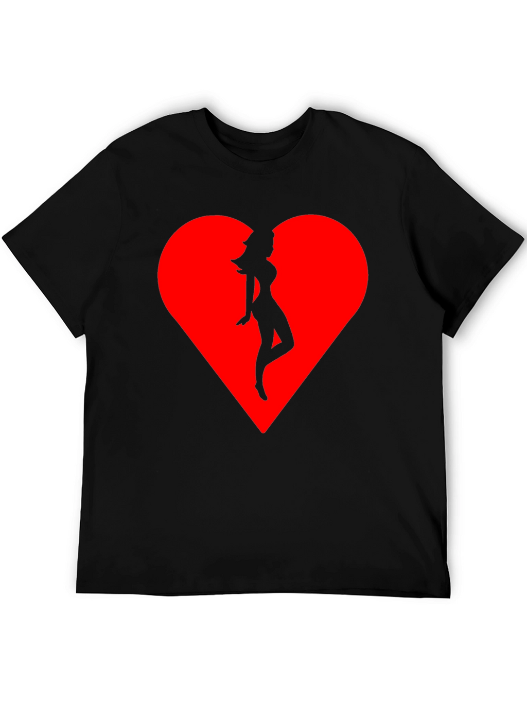 Heart Silhouette Tee - Stylish Black Cotton Blend T-Shirt