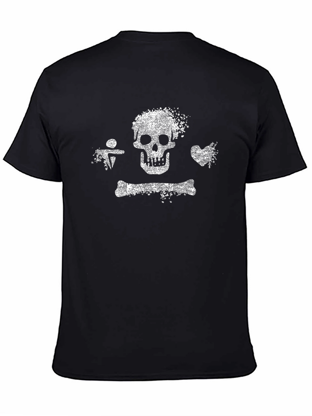 Distressed Skull & Bones Graphic Tee - Black
