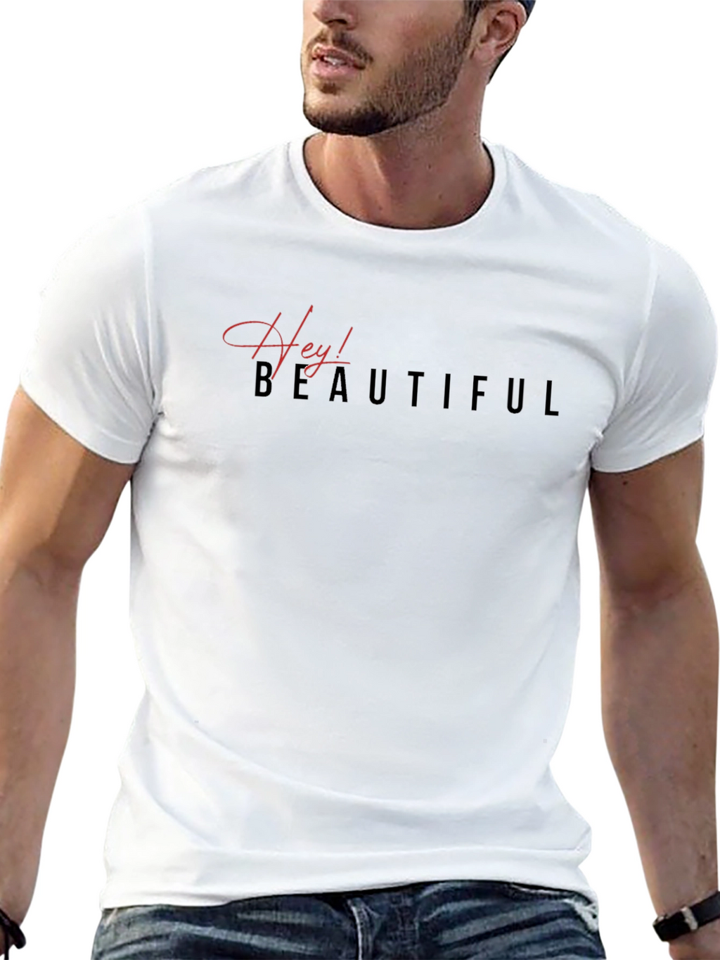 Hey! Beautiful Black Graphic T-Shirt