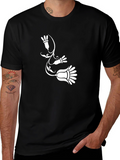 Black T-Shirt with Floral Vine Graphic Print