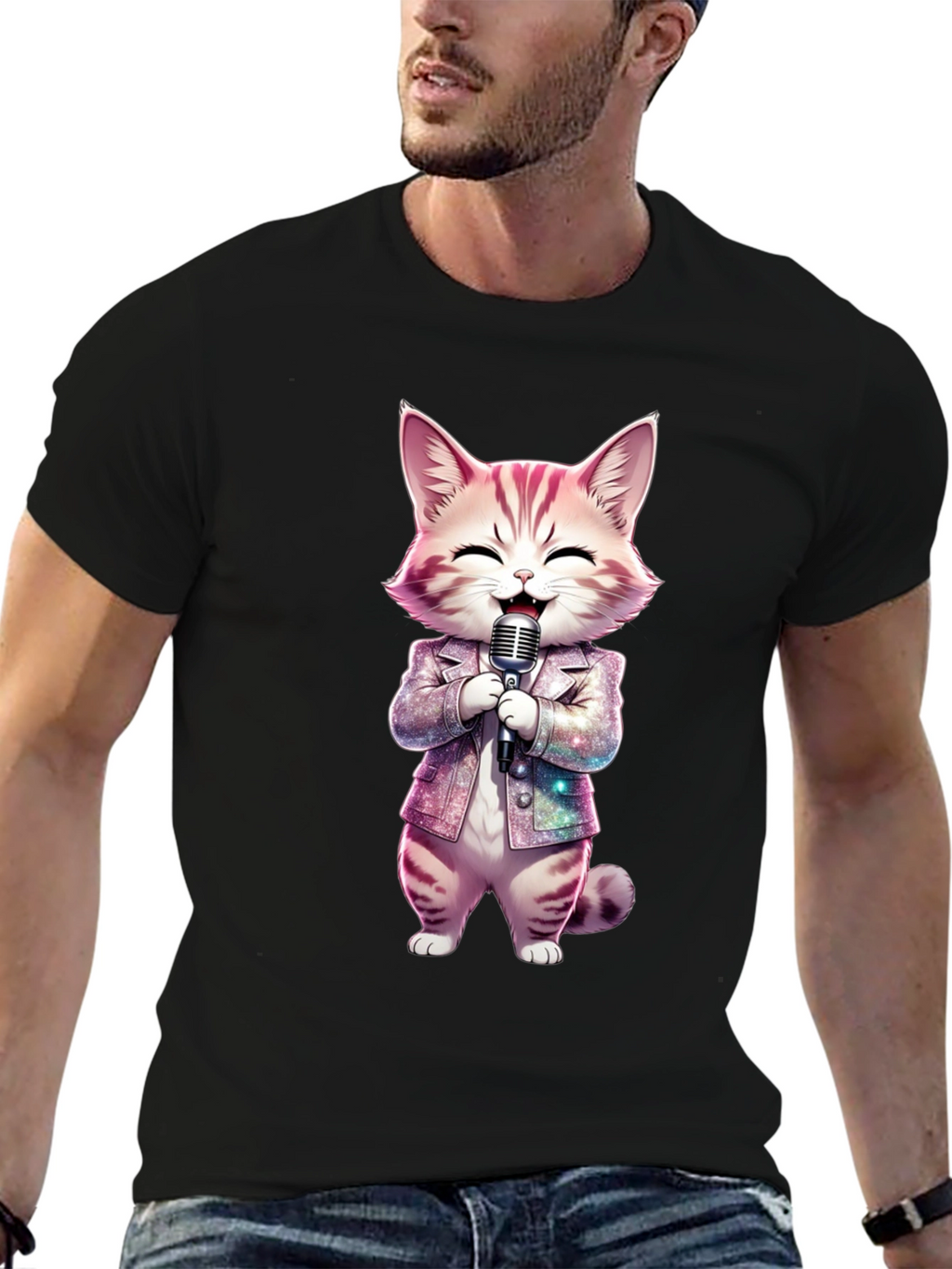 Singing Cat Graphic Tee - Funky Style