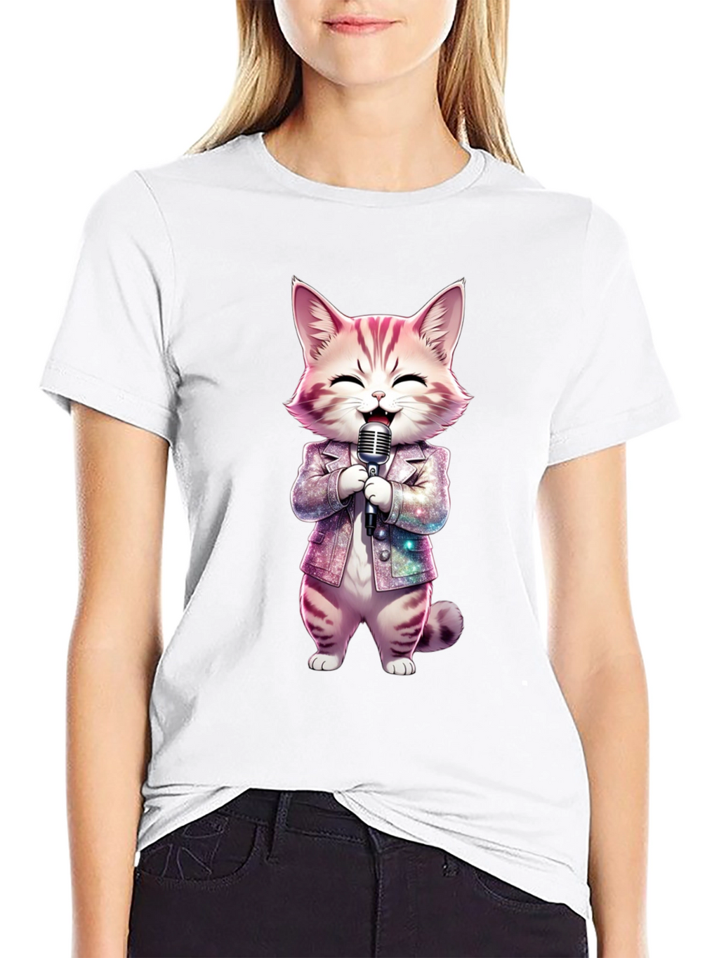 Singing Cat Graphic Tee - Funky Style