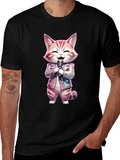 Singing Cat Graphic Tee - Funky Style