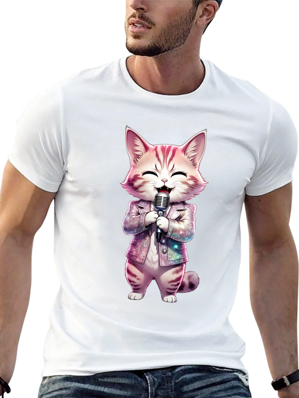 Singing Cat Graphic Tee - Funky Style