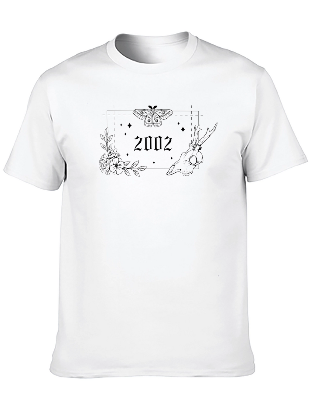 2002 Moth Skull Floral T-Shirt