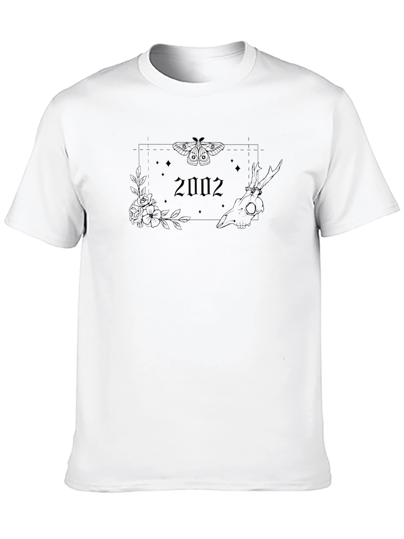 2002 Moth Skull Floral T-Shirt