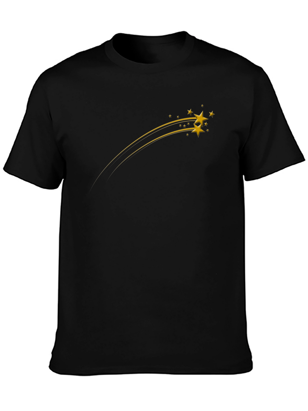 Mens Black Graphic Tee - Shooting Stars Design