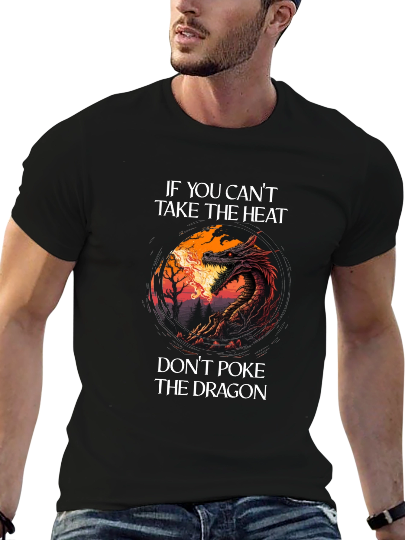 Dragon Heat Graphic Tee - Mens Black T-Shirt