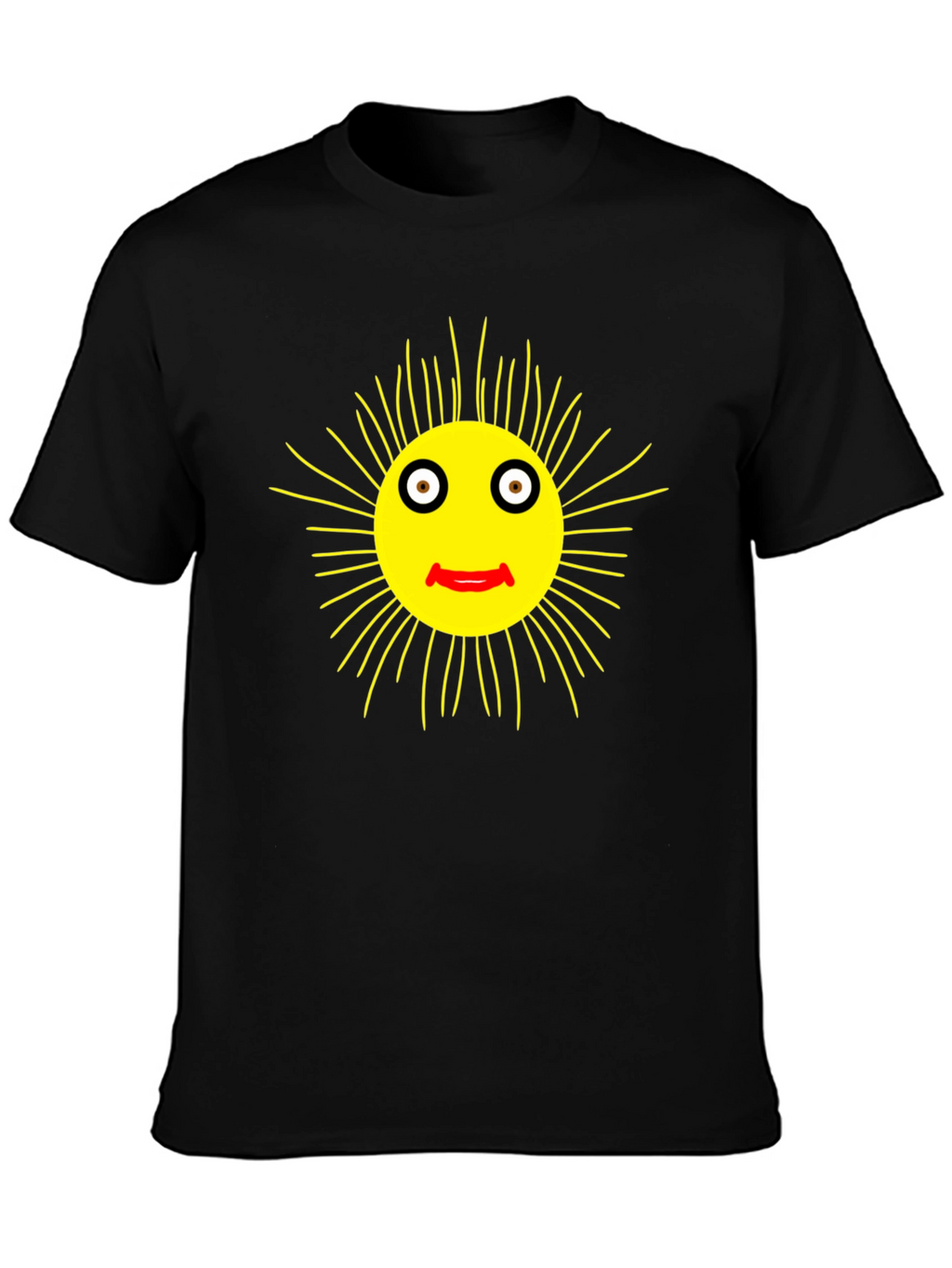 Smiling Sun Graphic Black T-Shirt - Casual Comfort