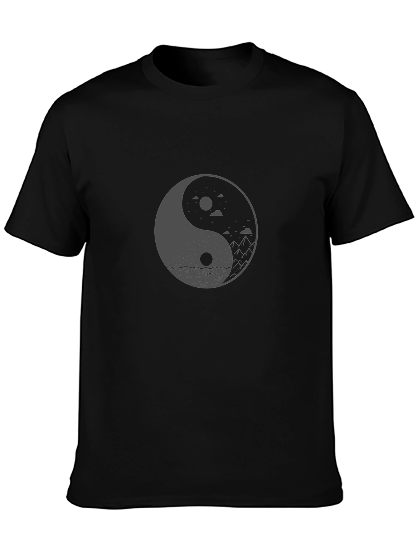 Yin Yang Landscape Graphic Tee - Black