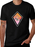 Diamond Floral Graphic Tee - Casual Style
