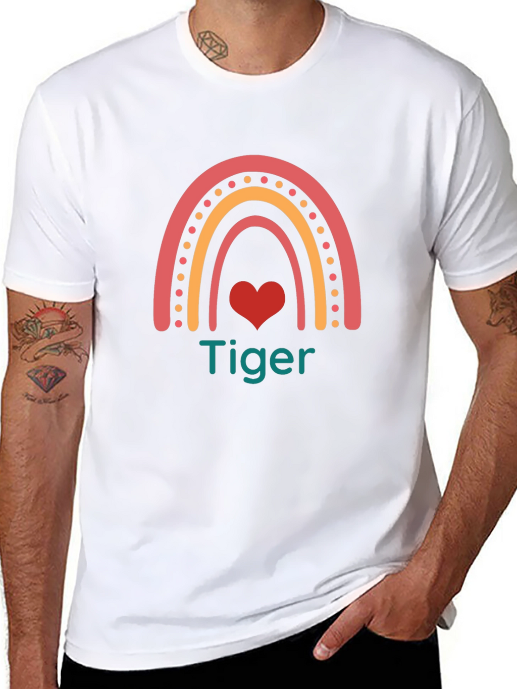 Tiger Rainbow Heart Graphic Tee - Cute & Stylish