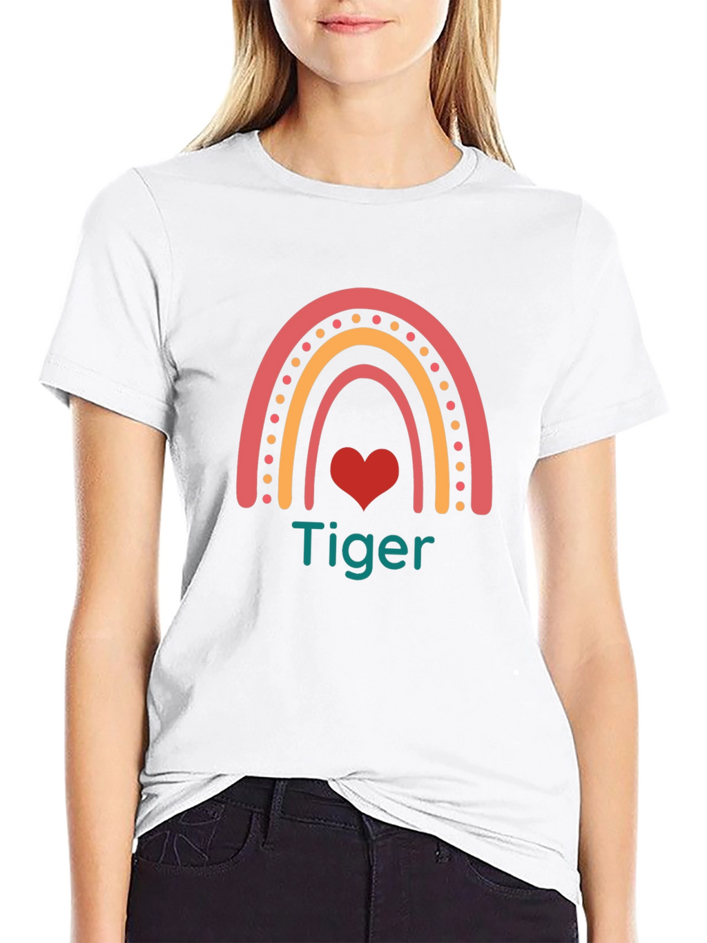 Tiger Rainbow Heart Graphic Tee - Cute & Stylish