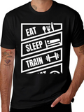 Eat Sleep Train Repeat Black Graphic T-Shirt