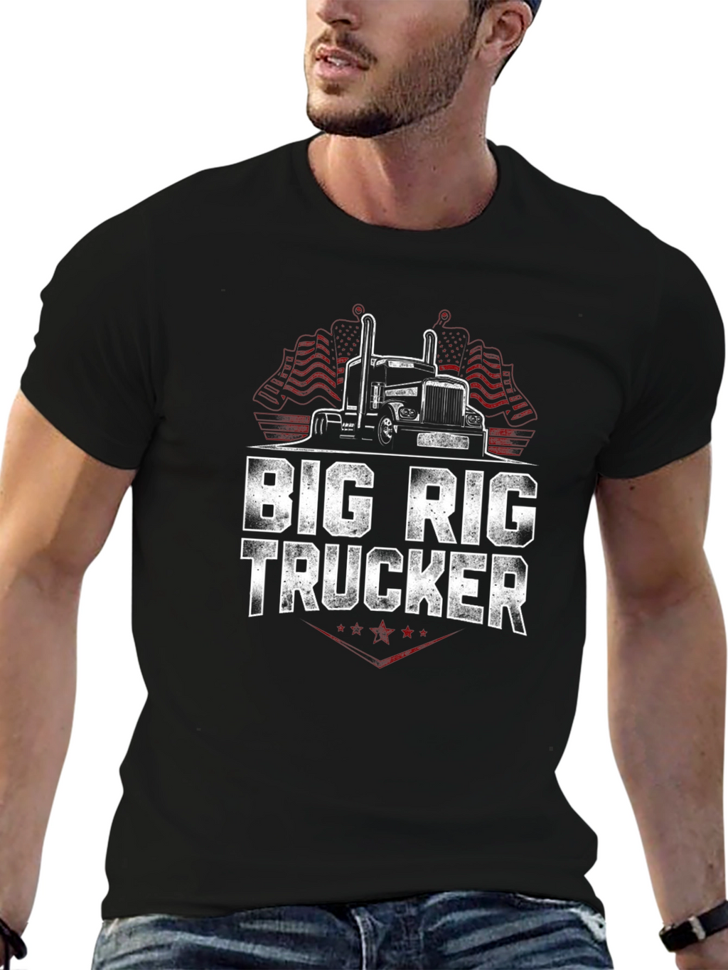 Big Rig Trucker Graphic T-Shirt - Black