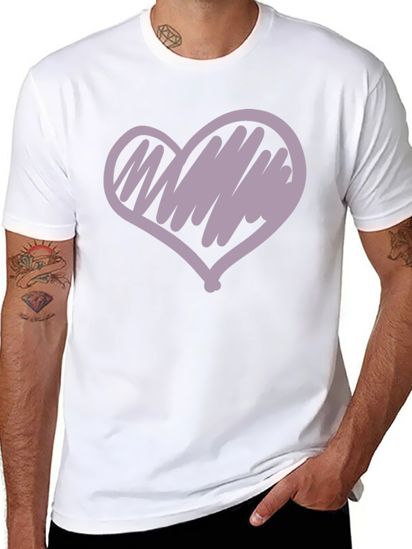 Heart Scribble Graphic Tee - Casual Black T-Shirt