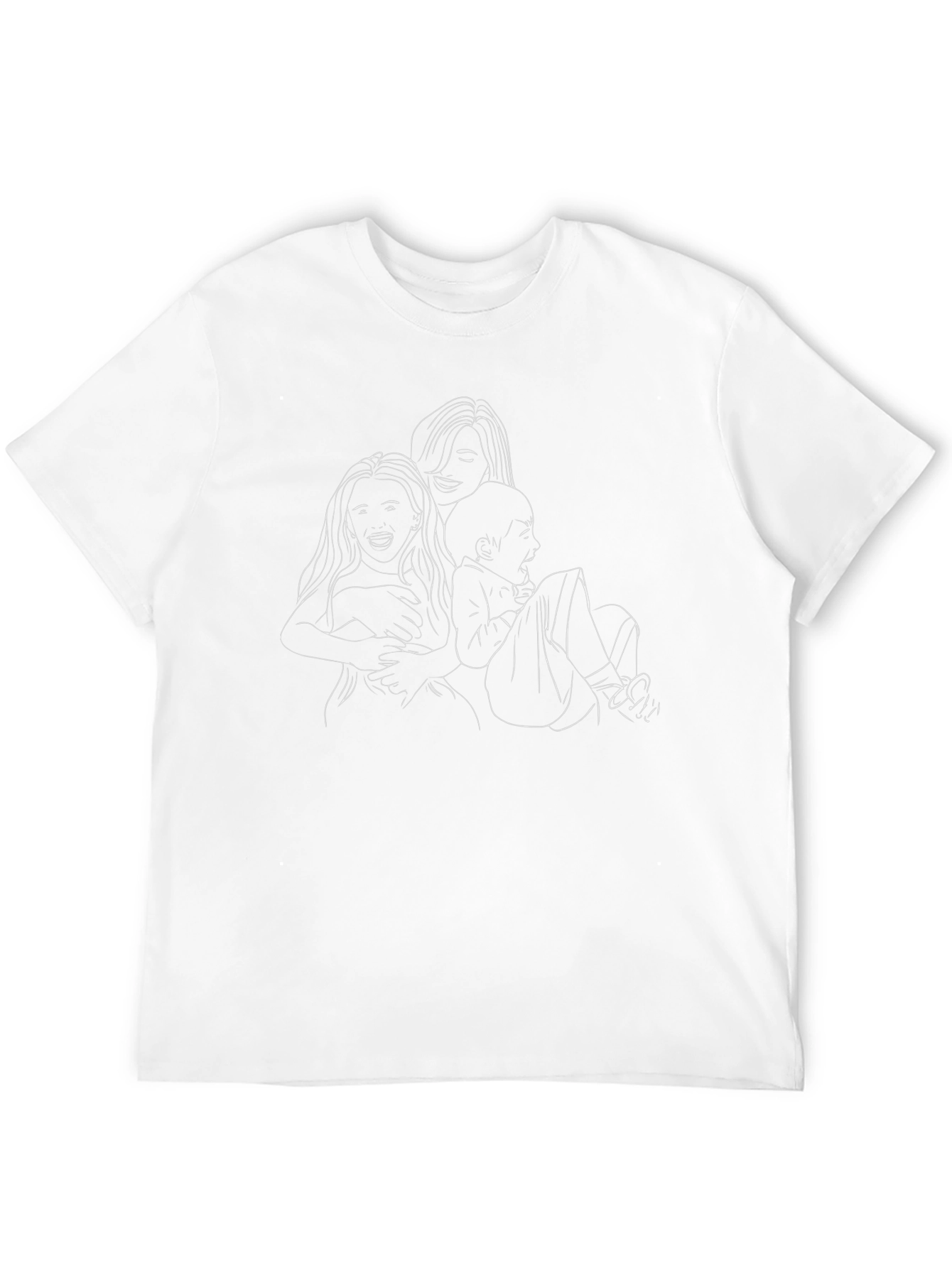 Black T-Shirt with Family Illustration