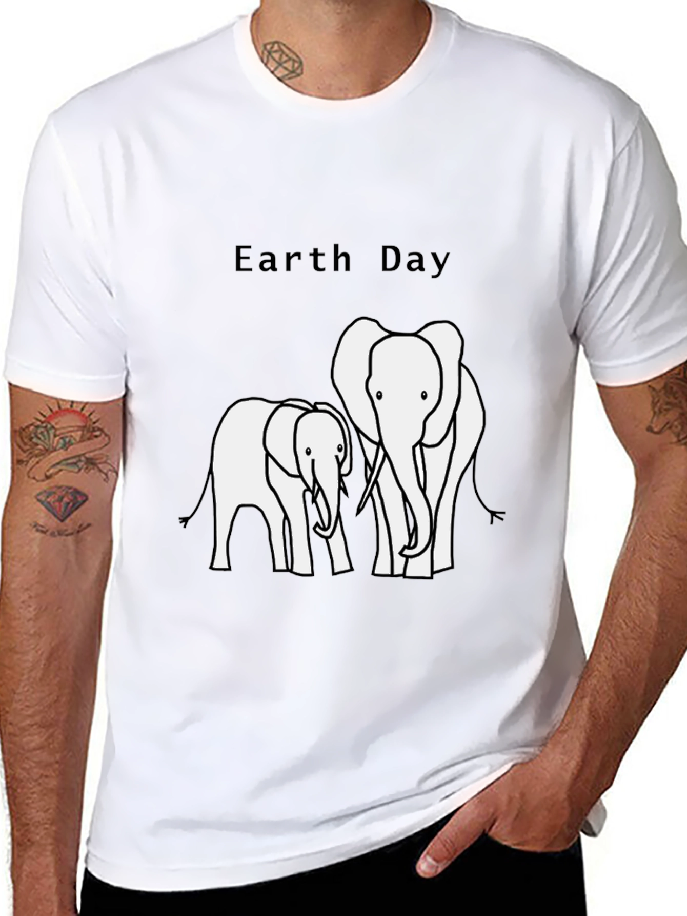 Earth Day Elephant Graphic T-Shirt