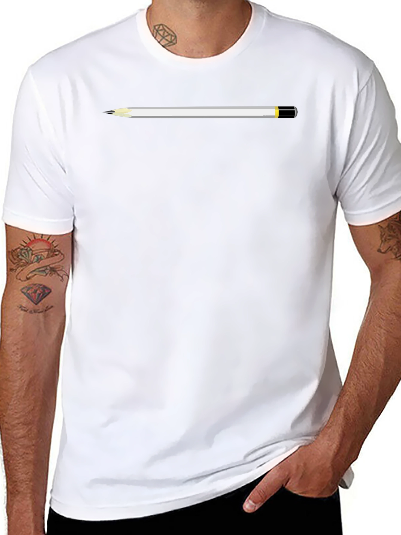 Pencil Graphic Black T-Shirt - Artistic Casual Wear