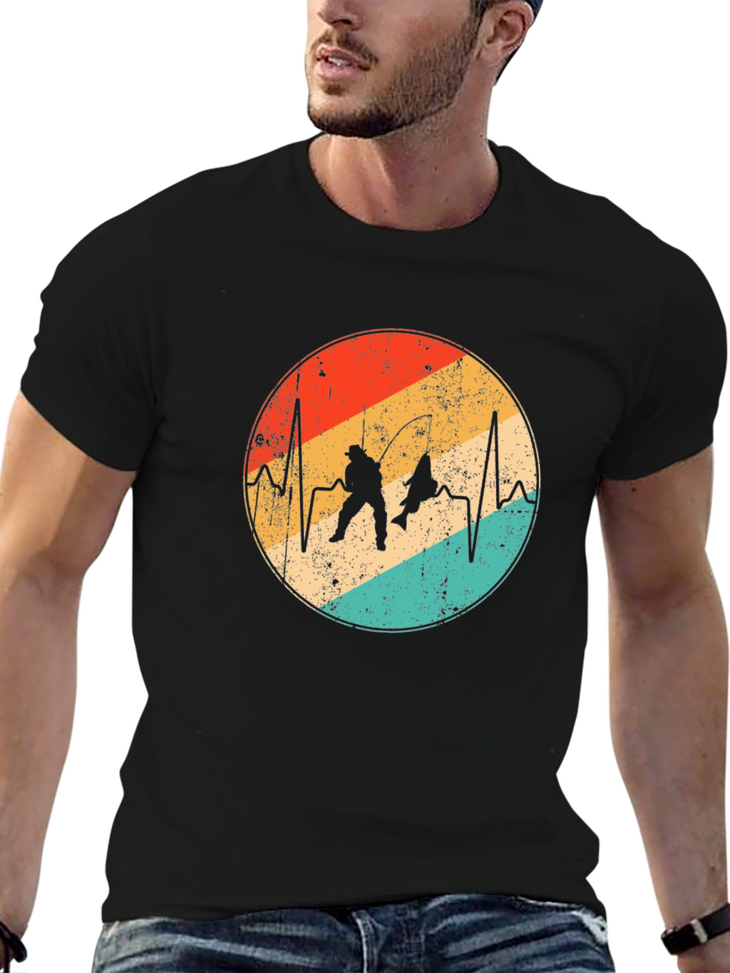 Fishing Heartbeat T-Shirt: Retro Angler Style