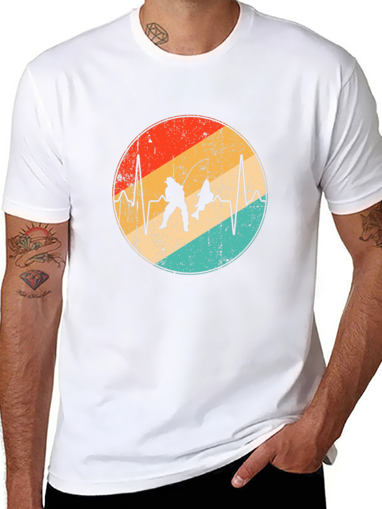 Fishing Heartbeat T-Shirt: Retro Angler Style