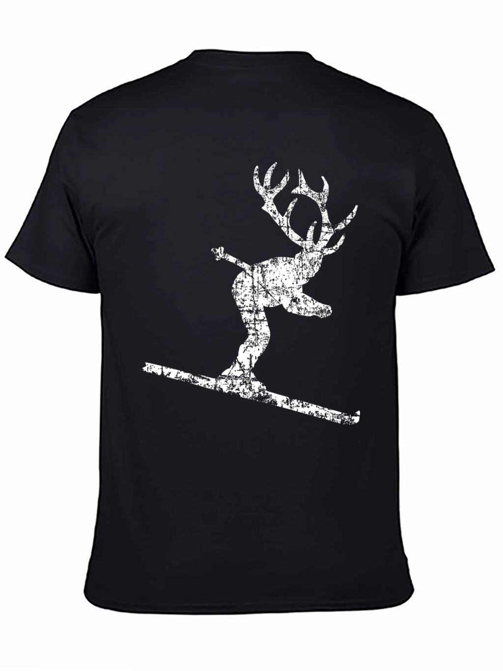 Skiing Reindeer Graphic Tee - Black