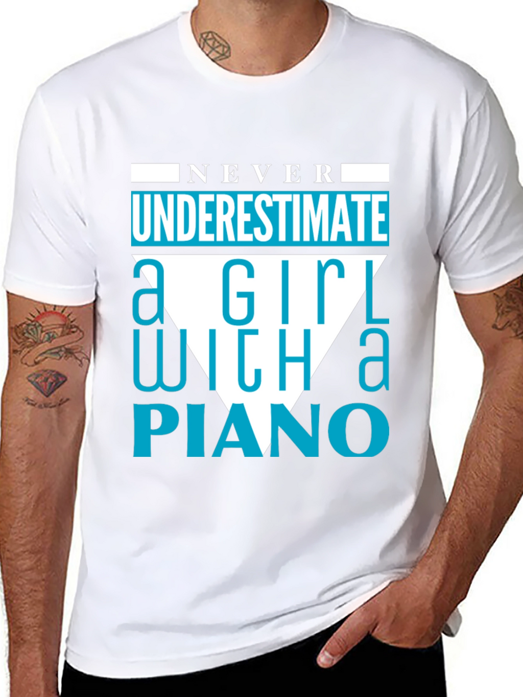 Never Underestimate a Girl With a Piano T-Shirt
