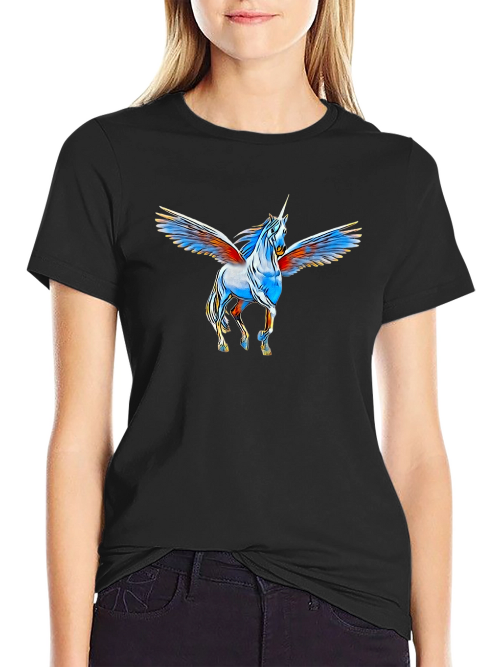 Unicorn Pegasus Graphic Black T-Shirt