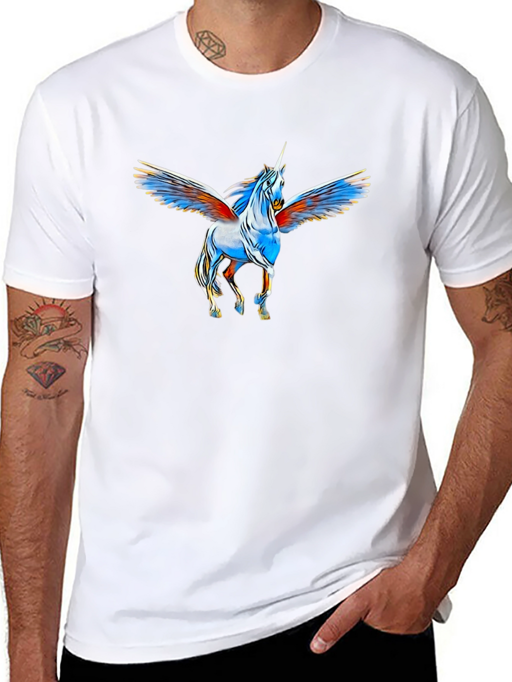 Unicorn Pegasus Graphic Black T-Shirt