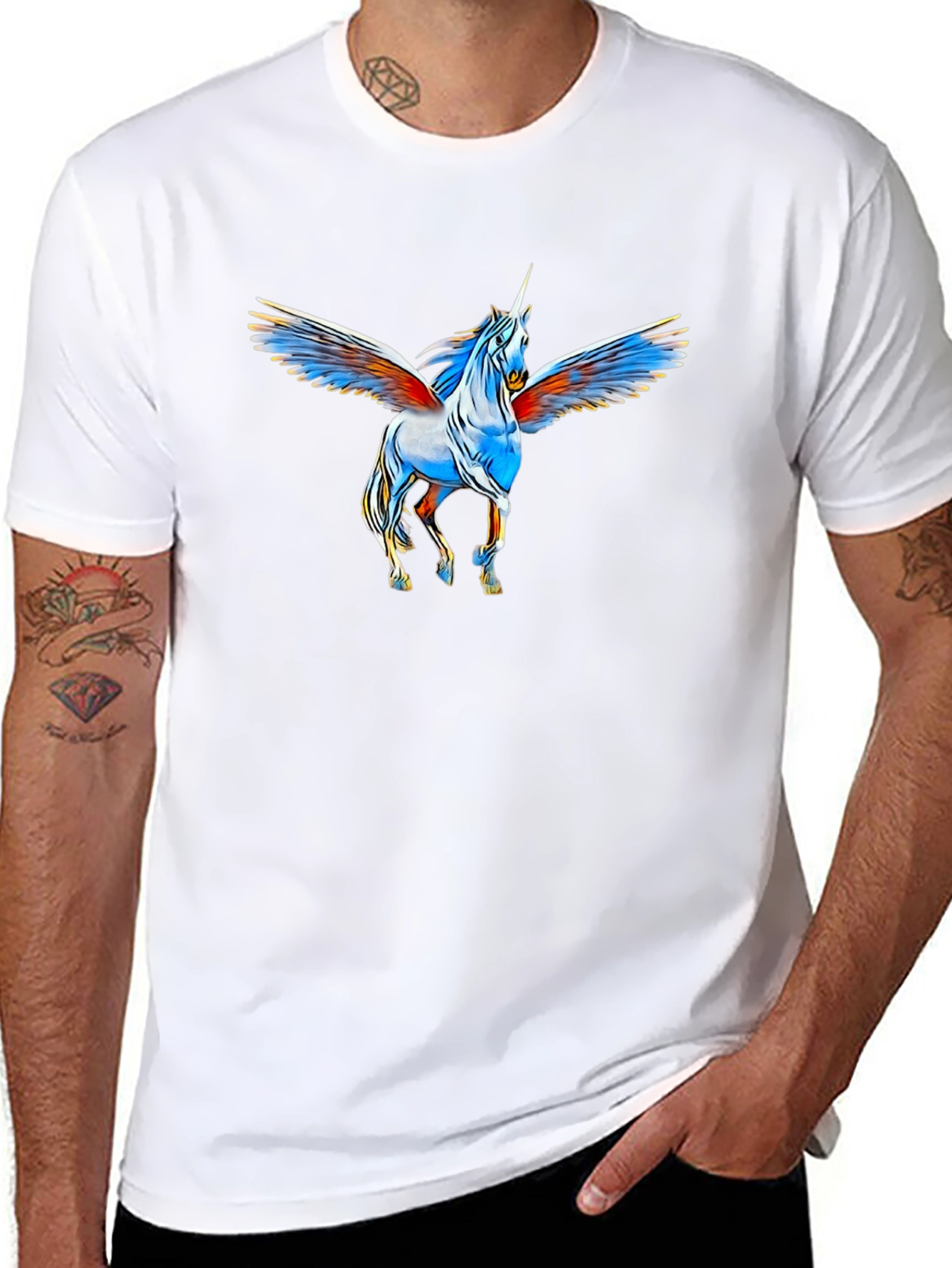 Unicorn Pegasus Graphic Black T-Shirt
