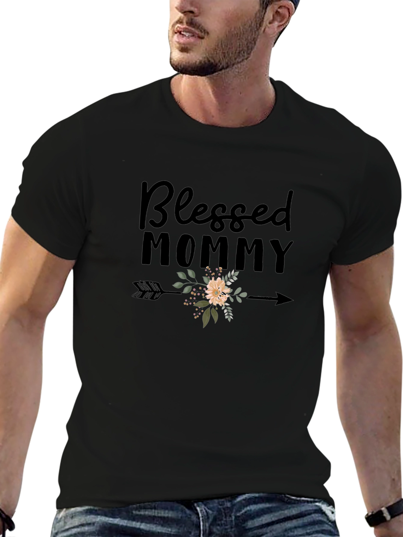 Blessed Mommy Graphic Tee - Black
