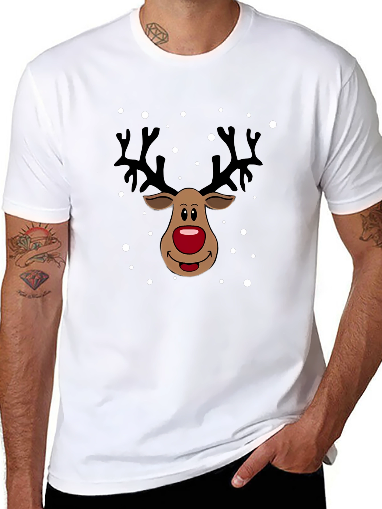 Festive Reindeer Graphic Tee - Holiday Season Style