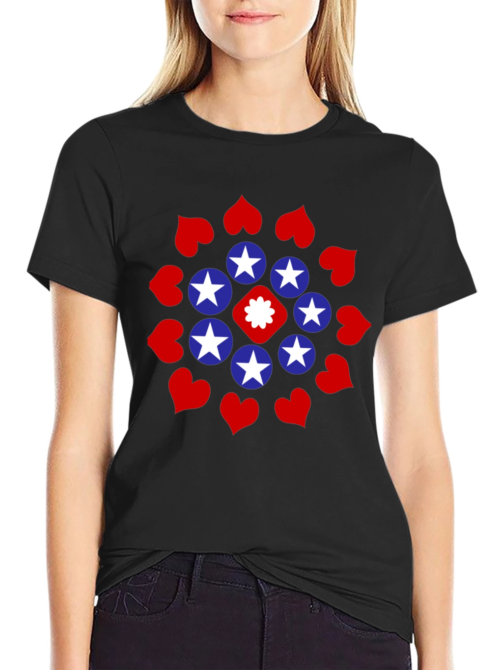 Stars and Hearts Black Graphic Tee