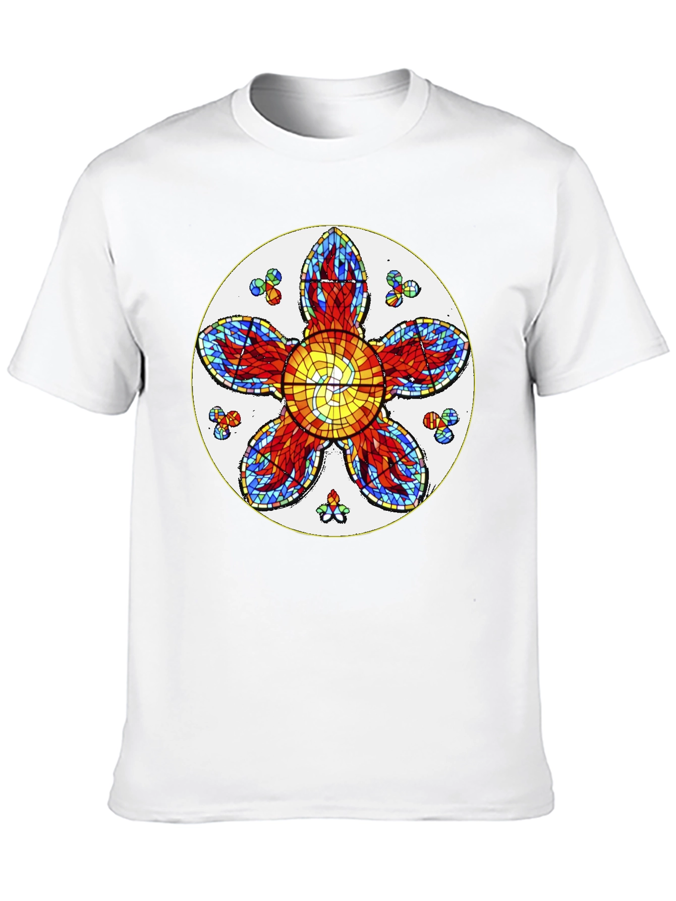 Floral Stained Glass Graphic Tee - Unique Design