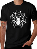 Spider Web Graphic Tee - Black Cotton Blend T-Shirt