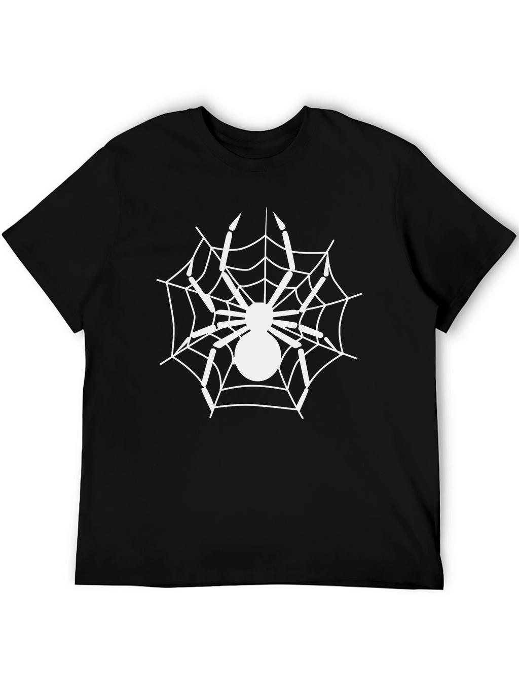 Spider Web Graphic Tee - Black Cotton Blend T-Shirt