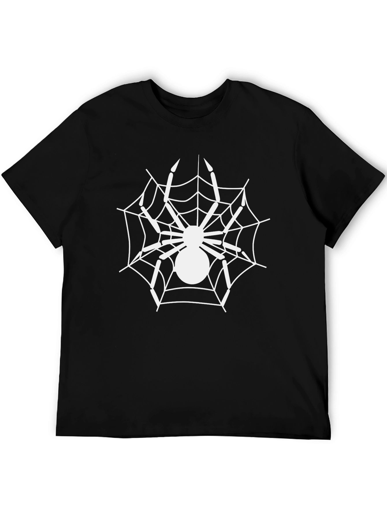 Spider Web Graphic Tee - Black Cotton Blend T-Shirt