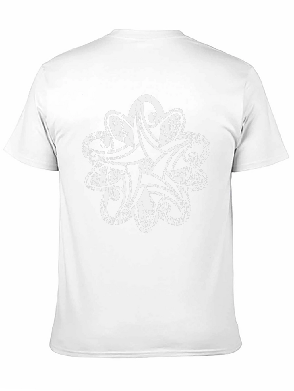 Distressed White Tribal Print Black T-Shirt