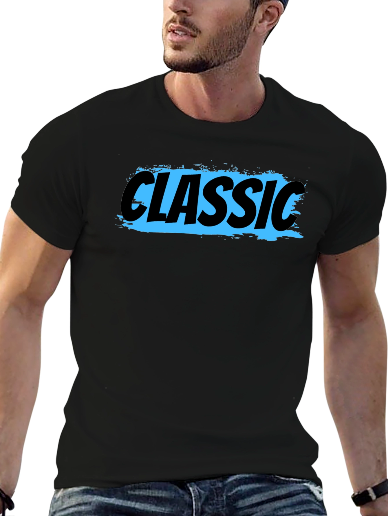 Classic Graphic Tee - Mens Black Cotton T-Shirt