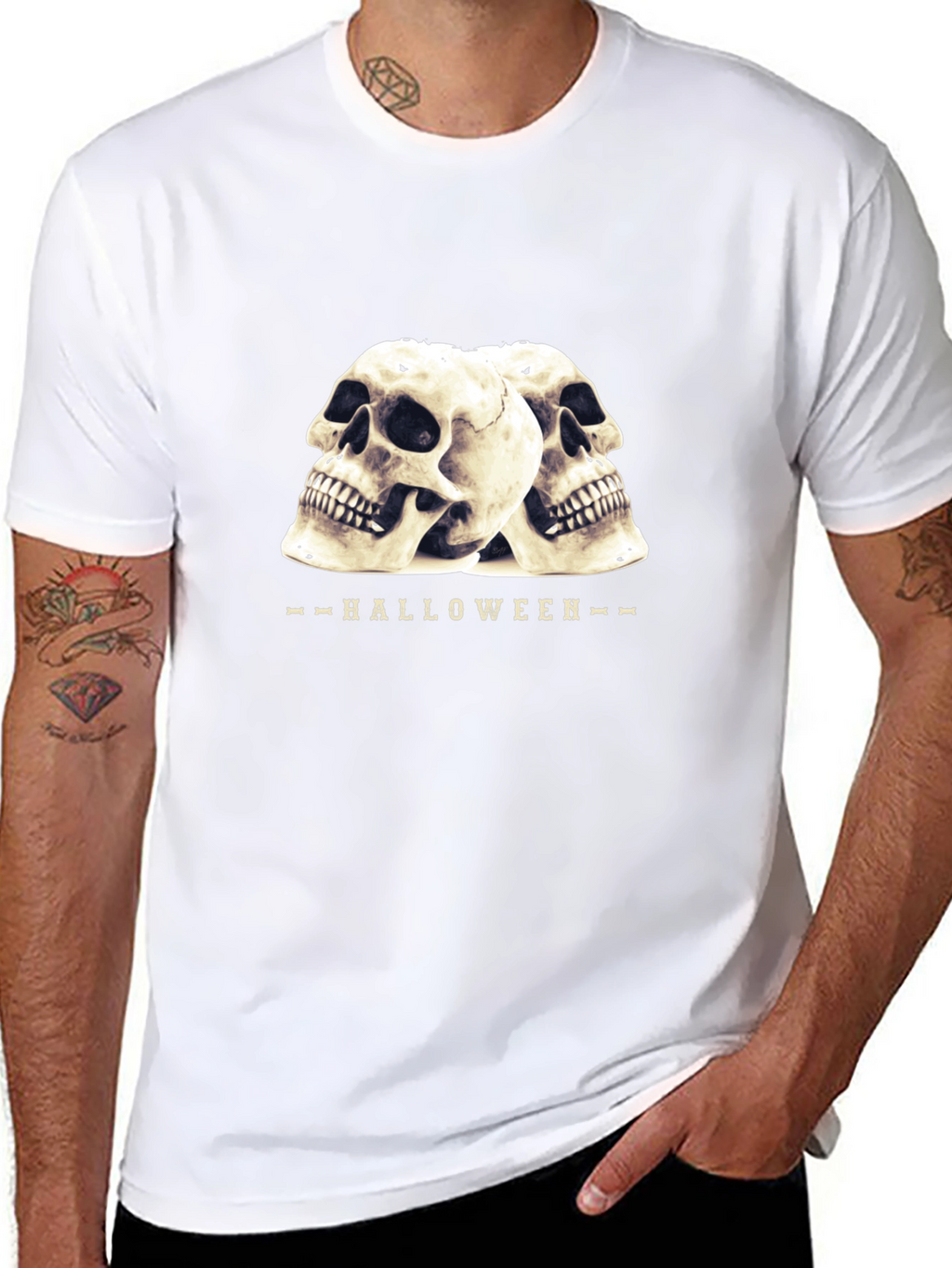 Halloween Skull Graphic T-Shirt - Black