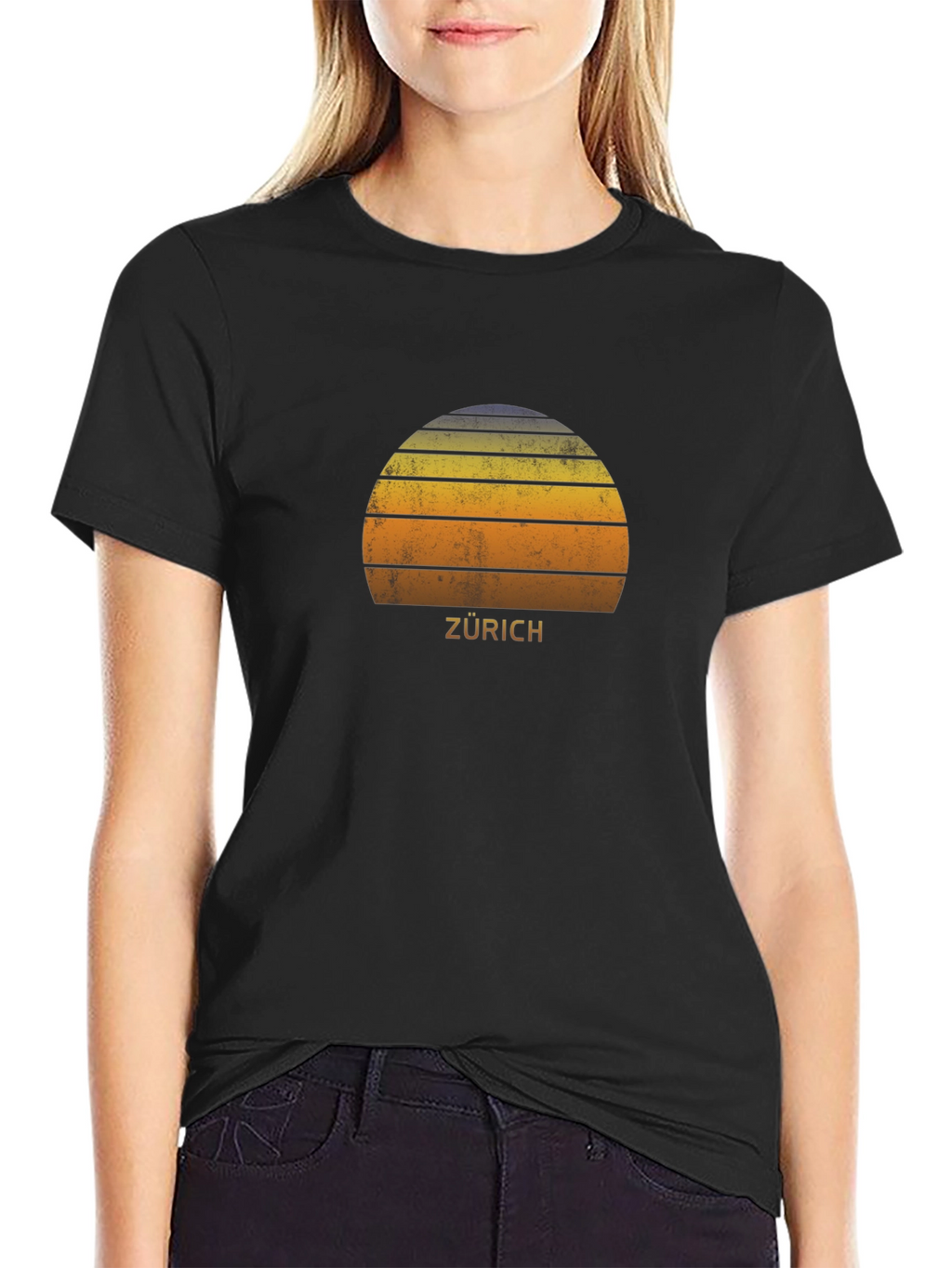 Zurich Retro Sunset T-Shirt - Stylish City Souvenir