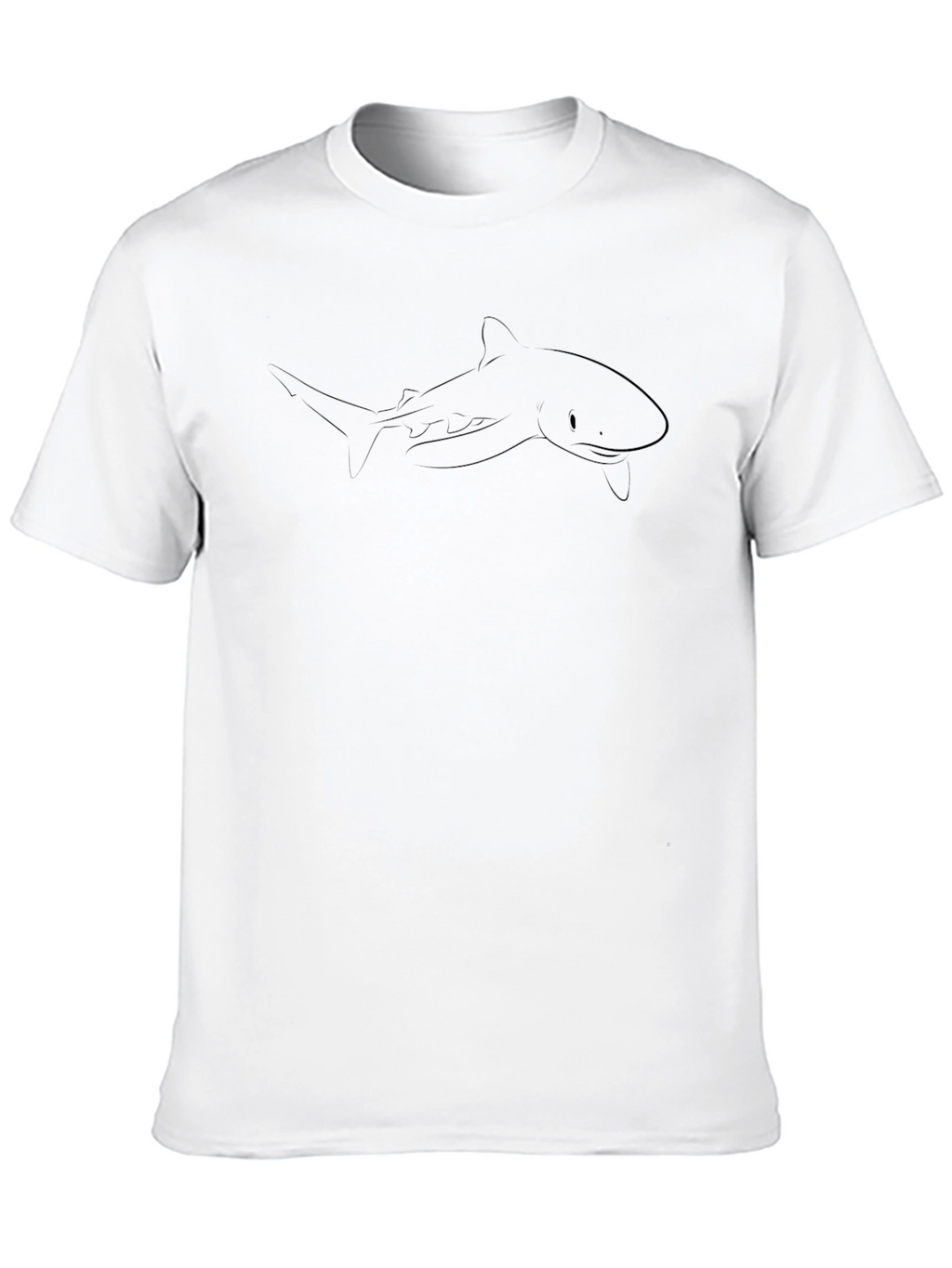 Black Shark Outline T-Shirt - Mens Casual Tee