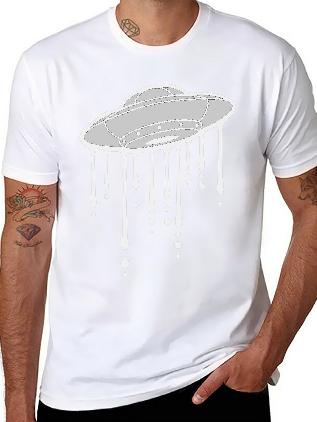 UFO Drip Graphic Tee - Modern Sci-Fi Style