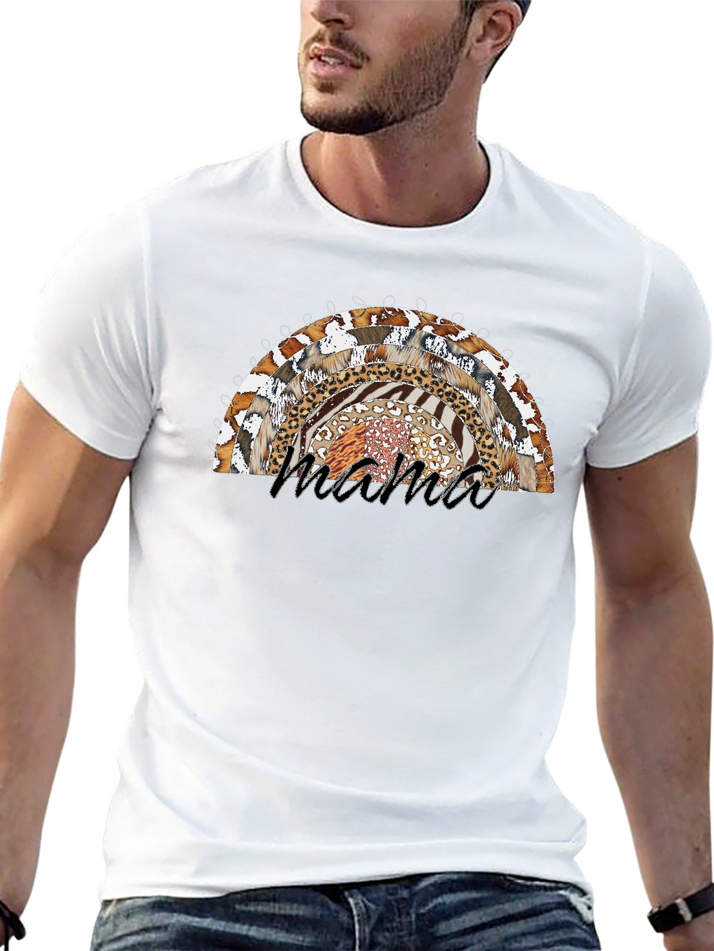 Mama Rainbow Animal Print T-Shirt