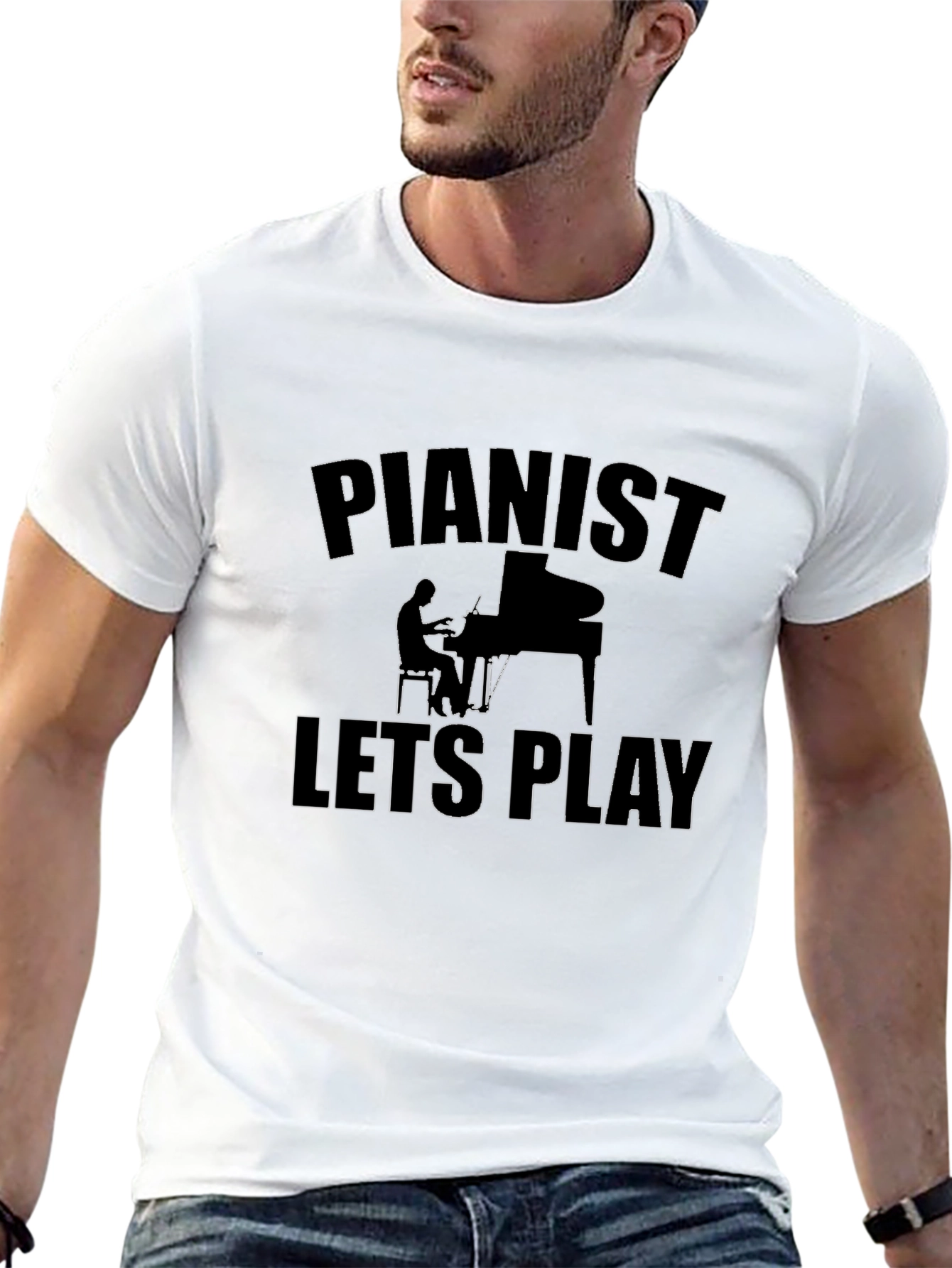Pianist Lets Play Black Graphic Tee
