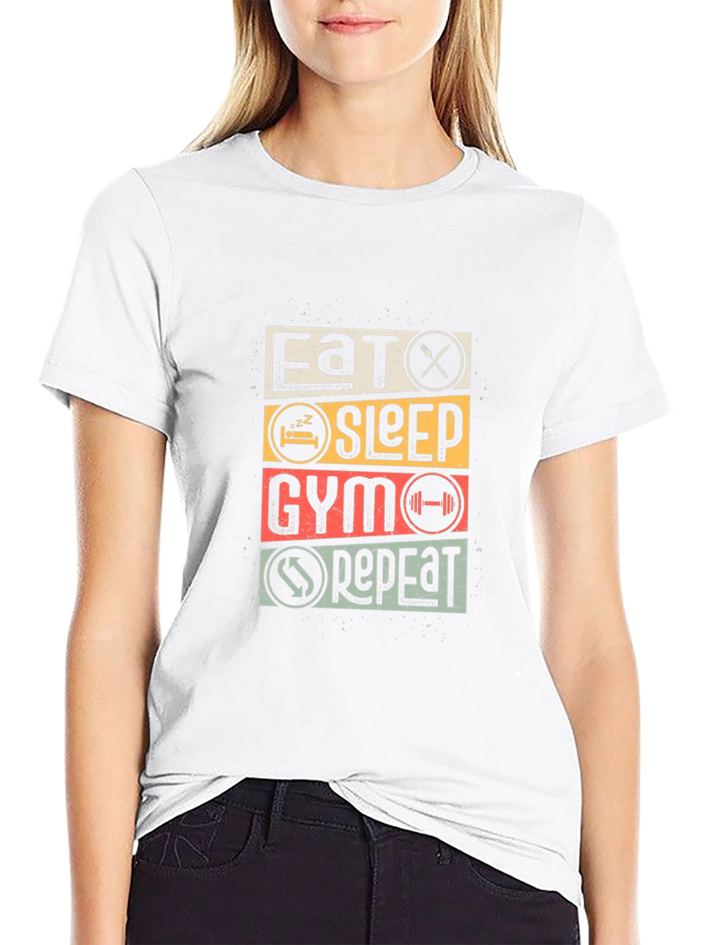 Eat Sleep Gym Repeat Black T-Shirt